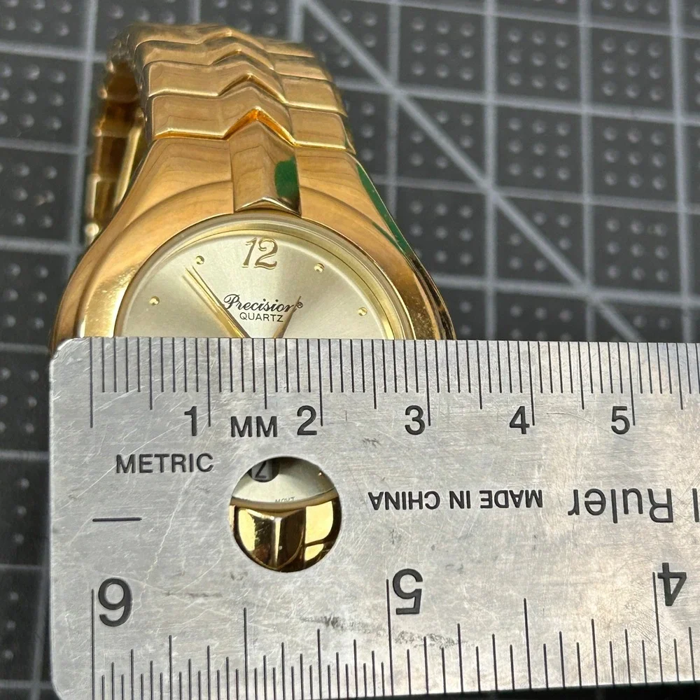 Precision by Gruen Gold Tone Quartz Watch Date Window Japan Movt‎ Tested